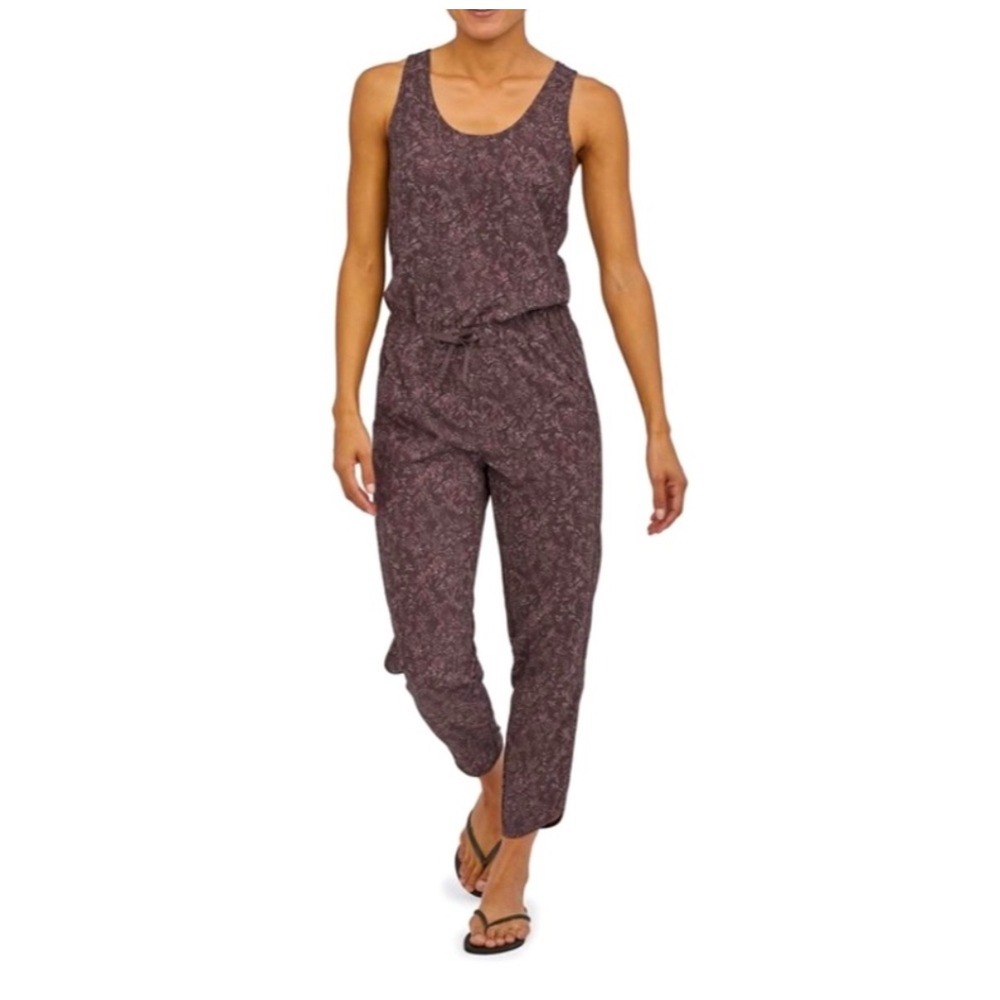 Patagonia Fleetwith Jumpsuit Womens S Purple Botanical Print Drawstring Waist